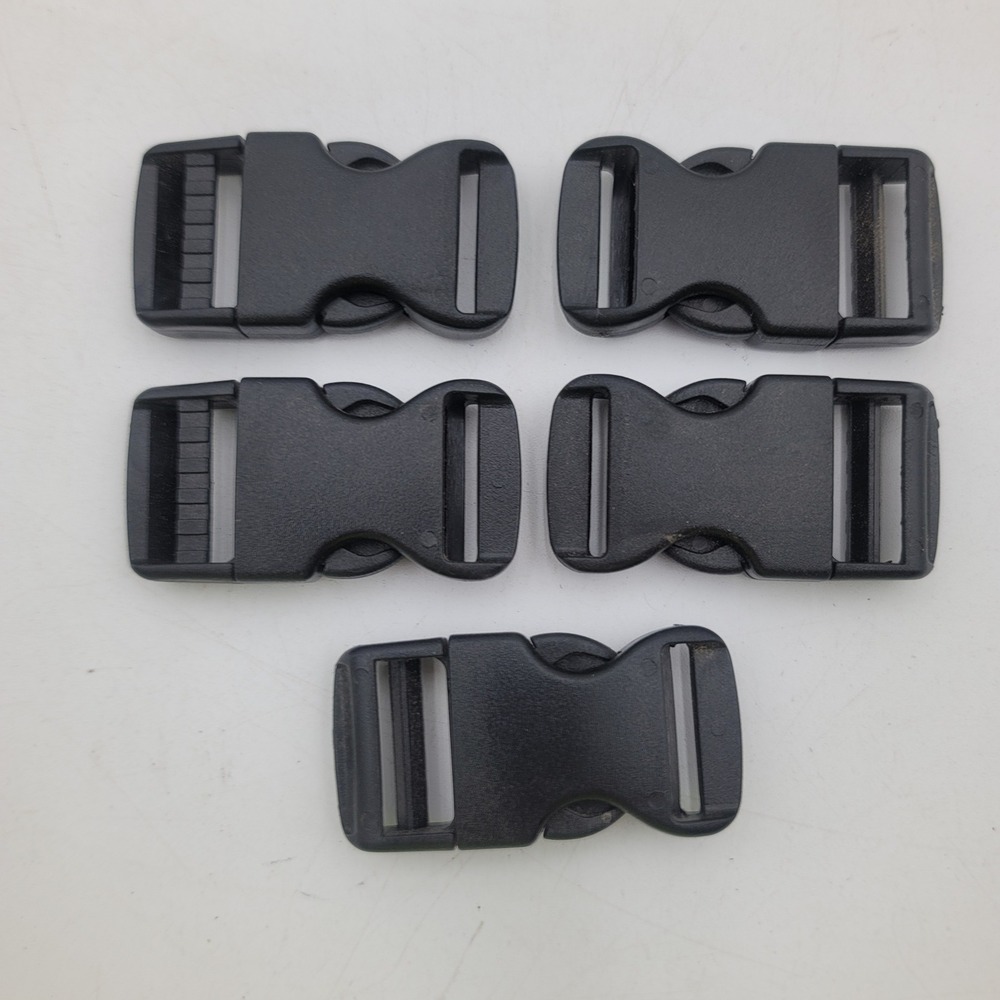 5pc Black Plastic Side Release Buckles 1 Inch Webbing Replacement Clips DIY Gear